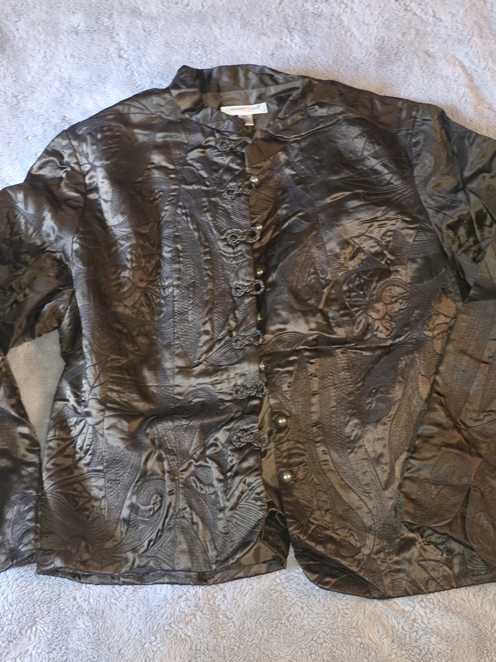 Coldwater Creek Olive Green Jacquard Lightweight  Jacket